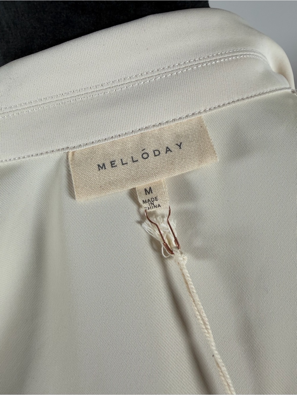 NWT Melloday Ivory Sleeveless Longline Blazer Vest Tie Waist Size Medium - Picture 9 of 11